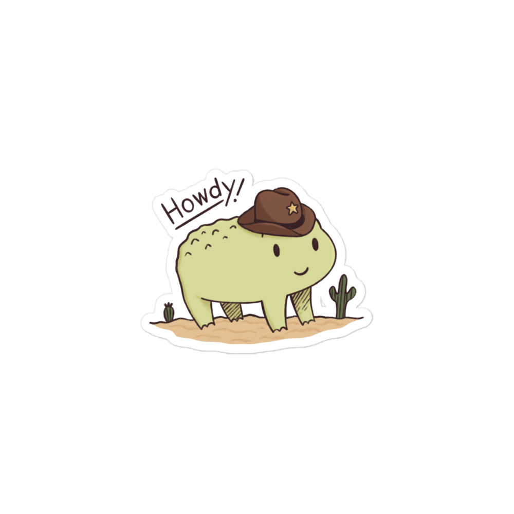 Tomothy Toad "Howdy!" Full Color Sticker - Traveling Toads Sticker