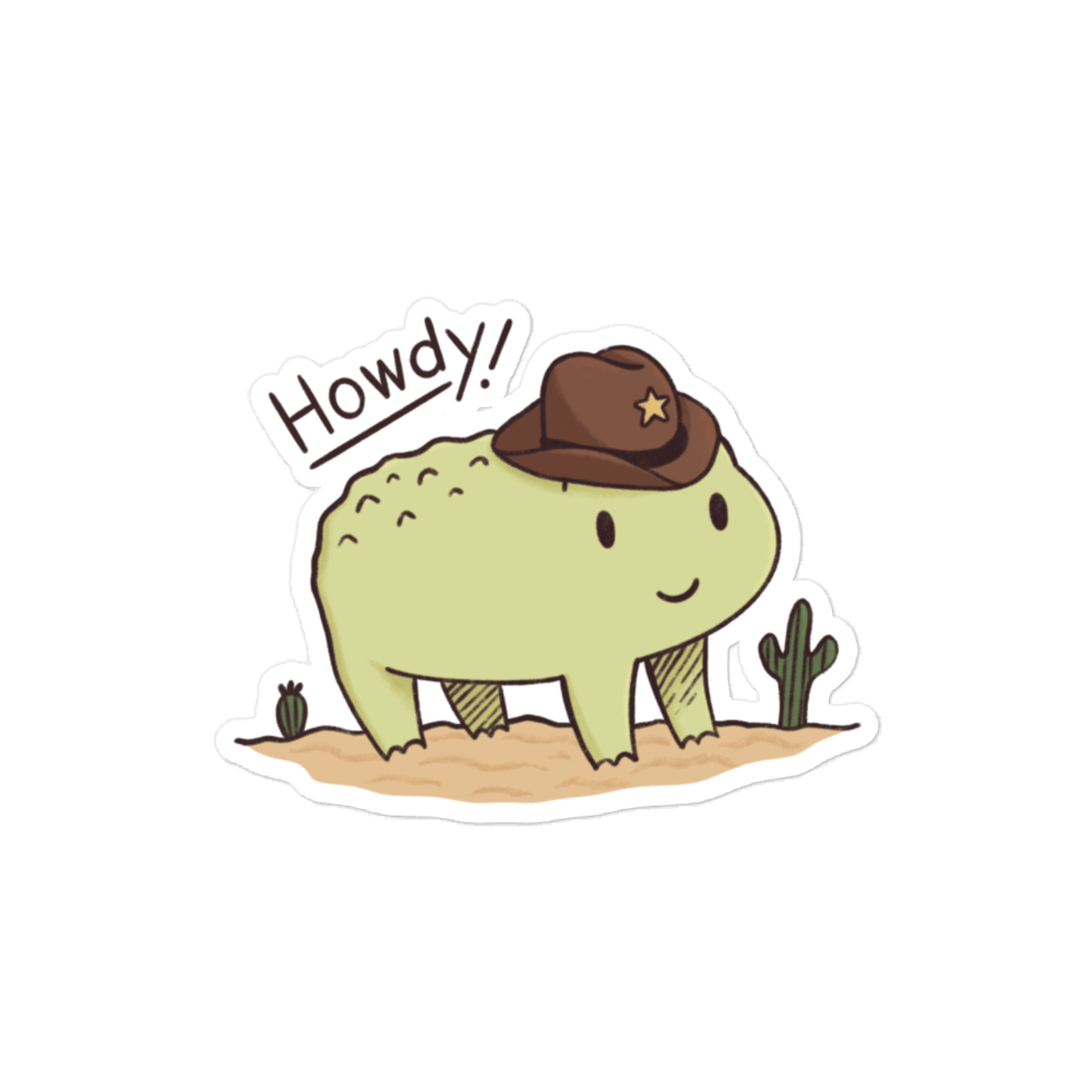 Tomothy Toad "Howdy!" Full Color Sticker - Traveling Toads Sticker