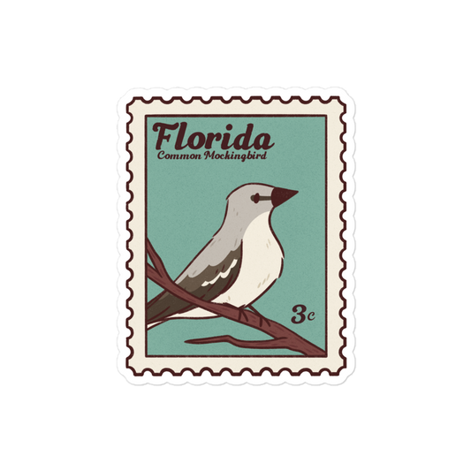 Florida Statebird, Common Mockingbird, Sticker, - Traveling Toads